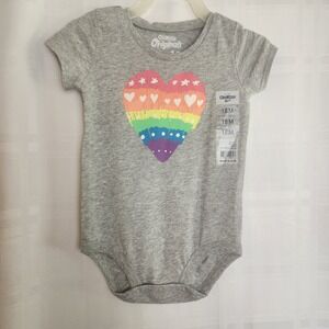 OshKosh Rainbow Heart Bodysuit Short‎ Sleeve Onesie NWT 12Mo